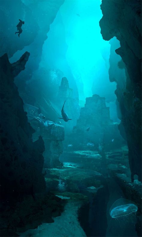 Underwater Ruins, Fantasy Places, Black Flag, Matte Painting, Environment Design, Environment Concept Art, 영감을 주는 캐릭터, Assassins Creed, Environmental Art