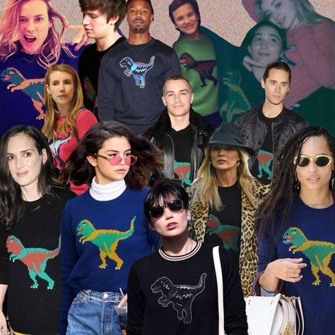 The Coach Rexy Sweater: See All the Celebrities Who Have Worn It Coach Dinosaur, Dinosaur Sweater, Coach Website, Selena Gomez Pictures, Coach 1941, Coach New York, Beautiful Sweater, Celebrity Street Style, Beauty Style