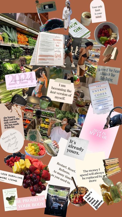 2024 summer/ early fall vision board Self care driving more making money yoga teacher pilates eating healthy loving life Fall Vision Board, Vision Board Self Care, Teacher Vision Board, In Defense Of Food, Michael Pollan, Pilates Teacher, Loving Life, Yoga Teachers, Art Inspiration Painting