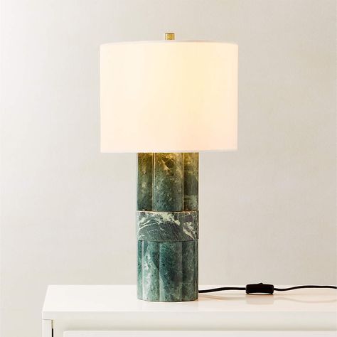 Walden Green Marble Table Lamp Tall + Reviews | CB2 Green Marble Table, Lamp Tall, Acacia Wood Table, Tropical Interior, White Marble Table, Marble Lamp, Marble Table Lamp, Crystal Table Lamps, Table Lamp Wood