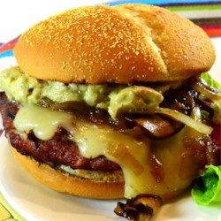 Big Bad Burgers - Allrecipes.com Bad Burger, Caramelized Onions And Mushrooms, Venison Burgers, Fish Steak, How To Cook Burgers, Steak And Mushrooms, Steak Sauce, Good Burger, Bacon Cheese