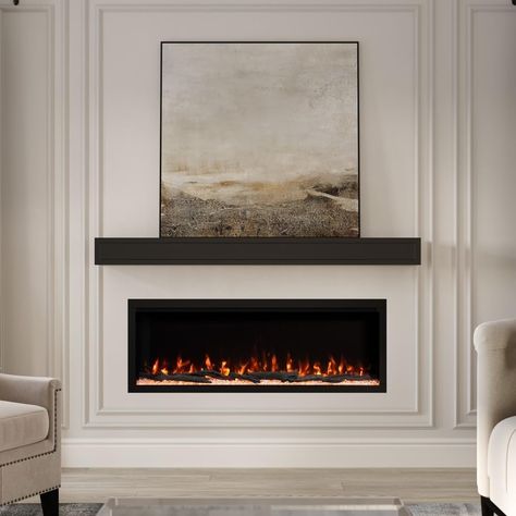 Modern Ember Highmark 50 Inch Smart Linear Electric Fireplace Insert - Premium Flame with 10 Colors, Sleek Hidden Vent Design, Install Recessed in-Wall or Wall-Mount, WiFi and Voice-Enabled Electric Fireplace No Mantle, Midcentury Modern Fireplace Mantle, Contemporary Marble Fireplace, Fireplace With Hearth Seating, Wood Framed Fireplace, Floating Mantle Fireplace, Modern Fire Place, Apartment Fireplace, Styled Shelf