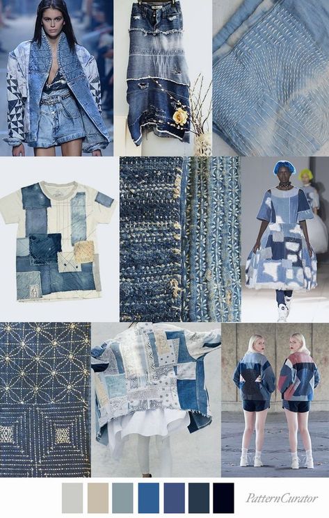 Pattern Curator, Fashion Show Themes, Color Trends Fashion, Denim Projects, Fashion Themes, Fashion Mood Board, 2020 Fashion, Denim Trends, Mood Board Fashion