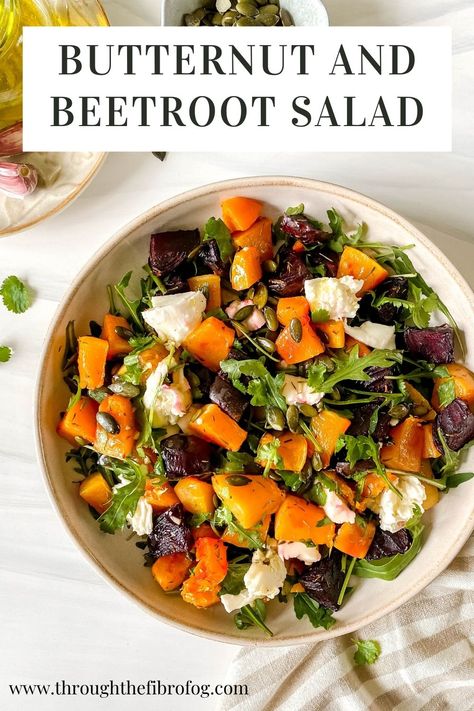 Salads Recipes Beetroot, Beet And Butternut Salad, Beetroot And Butternut Salad Feta, Roasted Butternut And Beetroot Salad, Roasted Butternut Salad Recipes, Salad Beetroot Recipes, Beet Mozzarella Salad, Vegan Beetroot Salad, Cooked Beetroot Recipes