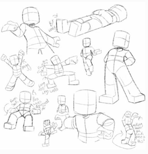 Bag Poses Drawing, Sitting Down Pose Reference Drawing, Lego Body Reference, Lmk Character Base, Battle Base Drawing, Lego Reference Drawing, Cartoon Character Poses Reference, Lego Body Base, Lego Art Style