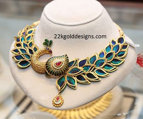 Kerala Jewellery, Peacock Jewelry, Peacock Necklace, Antique Jewellery Designs, Gold Necklace Indian Bridal Jewelry, Jewelry Set Design, Indian Jewellery Design Earrings, Antique Jewelry Indian, Jewellery Sketches