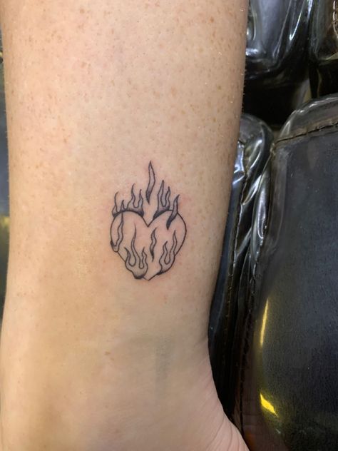 Heart Fire Tattoo, Complimentary Tattoos, Flaming Heart Tattoo, Sharpie Tattoos, Flame Tattoos, Fire Tattoo, Classy Tattoos, Angel Tattoo, Dope Tattoos