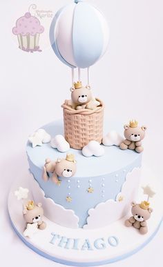 Baby Shower Bear Cake, Gateau Baby Shower Garcon, Torturi Baby Shower, Bear Baby Shower Cake, 1st Bday Cake, Baby Boy Birthday Cake, Bear Baby Shower Theme, Baby First Birthday Cake