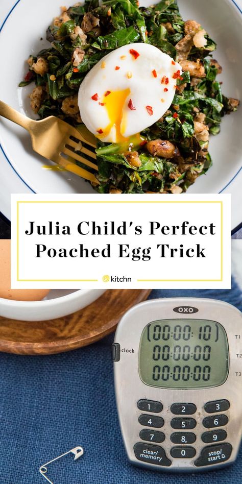 Julia Child Simple Trick Perfect Poached Eggs | Kitchn Easy Poached Eggs, Poached Egg Recipe, Perfect Poached Eggs, Julia Child Recipes, Poached Egg, French Cooking, Julia Child, Breakfast Brunch Recipes, Poached Eggs