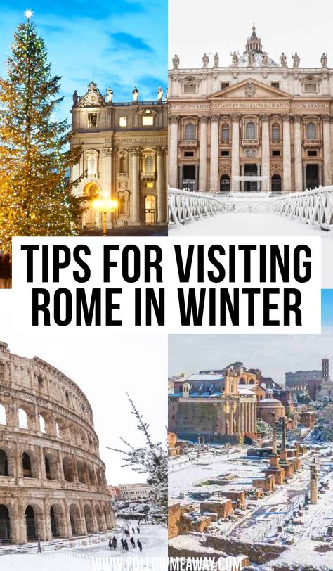 Tips For Visiting Rome In Winter | things to do in rome in the winter | seasonal guide to rome | how to travel to europe in the winter | where to stay in rome in the winter | winter guide for rome | what to do in rome in winter | how to spend winter in rome | travel tips for rome | best ways to see rome in winter | prettiest places in rome during winter | how to pack for winter in rome #rome #winterinrome #rometravel #traveltips Rome In Winter, Rome Winter, Places In Rome, Visiting Rome, Winter Things, Travel To Italy, Italy Itinerary, Italy Travel Tips, Italy Travel Guide