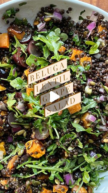 Diane Morrisey on Instagram: "Black lentils have a richer, more intensely earthy flavour than other varieties of lentil. Often called beluga lentils because of their resemblance to Beluga caviar, they are full of nutrients and plant-based protein.  They are easy to super quick to prepare and I love to make a batch of them to include in salads or make the star of a salad, just like this flavor filled one!
.
.
.
Winter Beluga Lentil Grape Salad 
.
.
.
For this salad you are basically just assembling a bunch of components in a bowl, tossing with a delicious vinaigrette and tossing to combine.  It’s a great salad to have in your fridge and munch on all week 
.
.
Black Beluga Lentils, Grapes, Roasted Sweet Potatoes, Arugula, Sunflower seeds, Parsley, Mint, Red Onions, Vinaigrette

(Recipe detai Beluga Lentil Salad, Beluga Lentils Recipes, Black Beluga Lentils, Lentils Recipes, Beluga Caviar, Black Lentils, Vinaigrette Recipe, Grape Salad, Vinaigrette Recipes