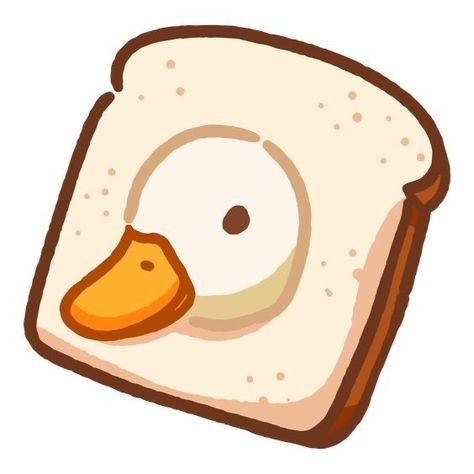 Duck With Bread Drawing, Duck Illustration Cute, Little Duck Drawing, Cute Duck Illustration, Duck Bread, Cute Duck Drawing, Duck Drawings, Bread Cute, Cute Bread