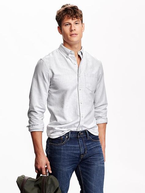 Slim-Fit Oxford Shirts French Tuck Men, French Tuck, Oxford Shirts, Mens Fashion Inspiration, Men's Clothes, Slim Fit Shirt, Tall Guys, Shirts For Men, Maternity Wear