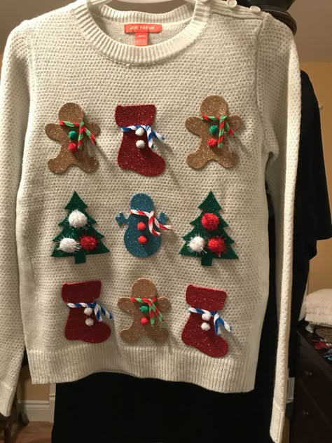 Homemade Christmas Jumper, Diy Xmas Sweater, How To Make Ugly Christmas Sweater Diy, Diy Christmas Jumper Ideas, Diy Christmas Ugly Sweater Ideas, Diy Christmas Sweater For Kids, Ugly Sueter Christmas, Ugly Holiday Sweaters, Diy Christmas Jumper