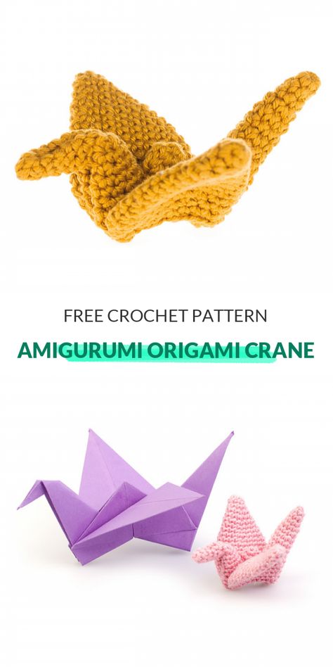 Crochet Paper Crane, Crochet Origami Crane, Crochet Crane Pattern, Origami Crochet Amigurumi Patterns, Complicated Origami, Arigami Crochet, Popular Amigurumi, Nerdy Crochet Patterns, Crochet Origami