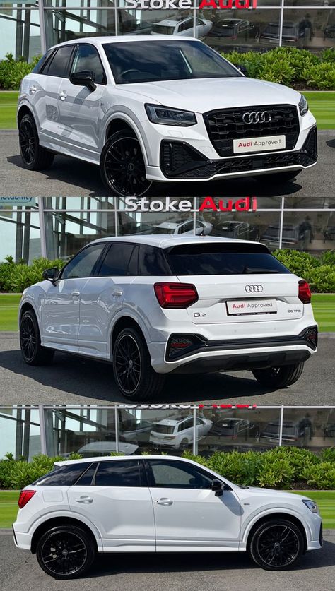 This 2021 Audi Q2 Black Edition benefits from the new model upgrades which dramatically increase the style and sophistication of the smallest Audi SUV. This being a Black Edition model it does feature the black styling cues in place of chrome and adds a sharp contrast to the Ibis white paint finish. Audi Q2 White, White Audi Suv, Audi Q2 Black, Baddie Cars, Black Kids Braids Hairstyles, Audi Q2, Kids Braids, Kids' Braids, Paint Finish