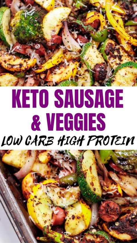 KETO SAUSAGE & VEGGIES Keto Sausage Dinner Ideas, Low Carb Dinner With Sausage, Keto Sausage Sheet Pan, Keto Friendly Sausage Recipes, Keto Sausage And Zucchini Recipes, Keto Sausage Stir Fry Recipes, Keto Meals With Kielbasa, Keto Polish Sausage And Broccoli Recipes, Paleo Polish Sausage Recipes