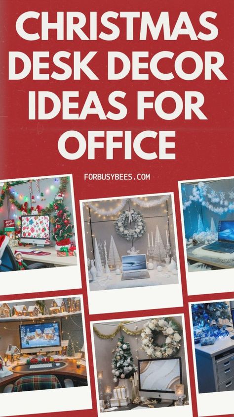 Christmas Desk Decor Ideas for Office Office Desk Christmas Tree, Desk Holiday Decorations, Christmas Office Desk Decorations Ideas, Christmas Decorations For Work Cubicle, Cubicle Decor Ideas Christmas, Decorate Office Cubicle For Christmas, Christmas Theme Cubicle Ideas, Holiday Desk Decorations, Desk Decor Ideas Christmas