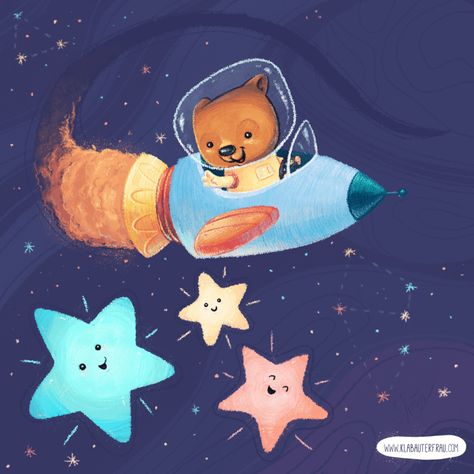 Space Bear on Behance Space Bear, Teddy Bear Drawing, Space Character, Space Animals, Nursery Mural, Bear Drawing, Wacom Cintiq, Behance Project, Behance Net