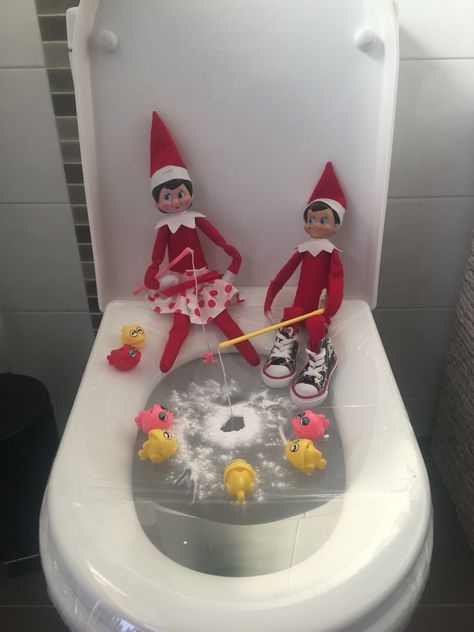 Ice Fishing Game, Elf Falling Through Ice, Elf On The Shelf Fishing Ideas, Fishing Elf On The Shelf, Elf On The Shelf Ice Fishing, Elf Memes, Smitty Sled Ice Fishing, Elf Fun, Ice Fishing