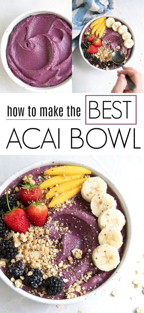 Make Your Own Acai Bowl, Acai Recipes, Acai Bowl Recipe, Bowl Recipes Easy, Acai Bowls Recipe, Stuffed Pepper, Vegetable Gardens, Makanan Diet, Smoothie Bowl Recipe