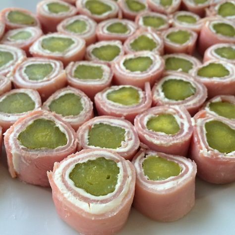 Ham And Pickle Appetizers, Cucumber Ham Cream Cheese Roll Ups, Hillbilly Party Appetizers, Christmas Apatizer Ideas, Pickle Rollups Appetizers, Turkey Pickle Cream Cheese Roll Ups, Pickle Ham Roll Ups, Hillbilly Appetizers, Ham Pickle Roll Ups