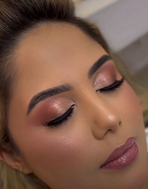 Eye Makeup For A Pink Dress, Pink Gown Makeup Look Indian, Pakistani Wedding Makeup Simple, Pink Dress Eyeshadow Look, Prom Makeup For A Pink Dress, Makeup For Baby Pink Dress, Pink Indian Makeup Look, Eye Makeup On Pink Dress, Pink Makeup Looks Indian