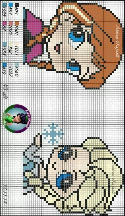 Frozen Cross Stitch, Anna Und Elsa, Character Blankets, Disney Crochet Patterns, Kids Knitting Patterns, Plastic Canvas Stitches, Pixel Crochet, Small Cross Stitch, Disney Cross Stitch