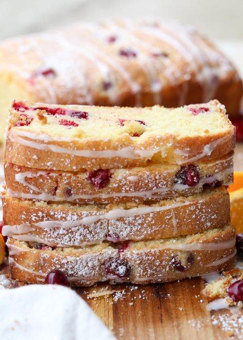 The Best Cranberry Orange Bread Loaf Recipe. Easy cake-like bread with a lemon glaze and fresh cranberries. Orange Cranberry Loaf, Cranberry Orange Bread Recipe, Trending Food Recipes, Dessert Bread Recipes, Orange Bread Recipe, Moist Bread, Cooking Christmas, Trending Food, Orange Bread