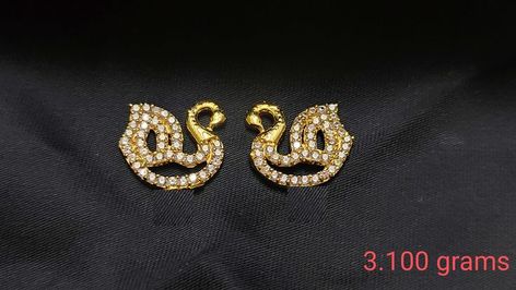 SWAN Gold Earrings in Low weight 3.100 grams. Bridal Gold Jewellery, Gold Jewellery, Hallmark, Gold Earrings, Diamond Earrings, Gold Jewelry, Stud Earrings, The 100, Gold