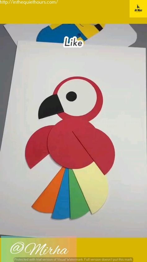 Hand Work For School, Papagaj Drawing, Bird Craft Preschoolers, Activities On Birds For Preschoolers, Birds Projects For Kids, Birds Diy Crafts, Paper Craft Bird, Animal Paper Crafts For Kids, Bird Activity Preschool