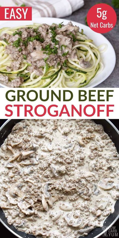 One Pan Ground Beef Recipes, Hamburger Beef Stroganoff, Healthy Hamburger Meat Recipes, Hamburger Meat Recipes Easy, Hamburger Stroganoff, Ground Beef Stroganoff, Easy Hamburger, Ground Beef Recipes Healthy, Keto Beef Recipes