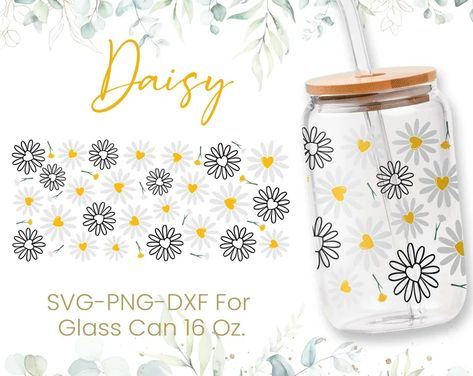 merryscreationart - Etsy Cricut Projects Cups, Libby Cup Designs, Daisy Flower Svg, Beer Glass Design, Glass Tumbler Design, Glass Can Svg, Adobe Photoshop Design, Cup Wraps, Svg Coffee