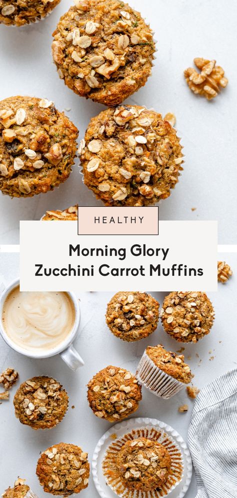 Wonderful morning glory zucchini carrot muffins that are naturally sweetened with pure maple syrup and filled with delicious mix-ins like coconut, raisins and nuts. These healthy zucchini carrot muffins have a boost of nutrition from oat flour and make the best freezer-friendly breakfast or snack that's great for kids! #muffins #zucchini #healthybreakfast #healthysnack #carrot #kidfriendly #freezerfriendly Kids Muffins, Muffins Zucchini, Carrot Zucchini Muffins, Banana Zucchini Muffins, Smart Eating, Carrot Zucchini, Zucchini Carrot, Morning Glory Muffins, Zoodle Recipes