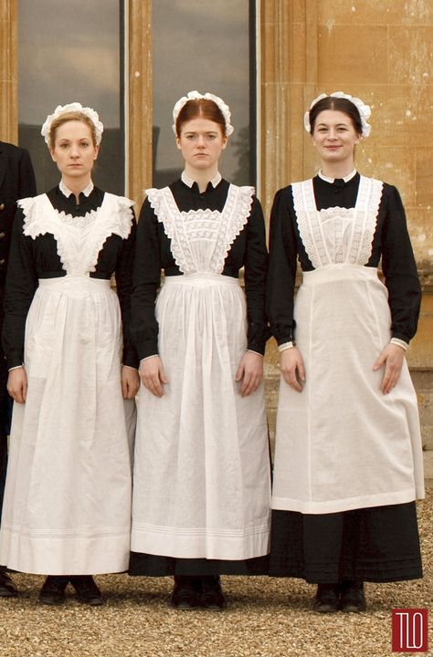 Downton-Abbey-Costumes-Tom-Lorenzo-Site-TLO (26) Victorian Aprons, Victorian Maid, Downton Abbey Costumes, Downton Abby, Maid Uniform, My Fair Lady, Maid Outfit, Davos, Maid Dress