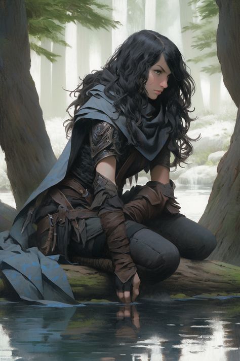 D&d Character Ideas Female, Female Ranger Outfit, Wood Elf Ranger Female Dnd, Strong Woman Character Design, Female Ranger Dnd, Gloom Stalker Ranger, Human Female Dnd, Female Fighter Dnd, Female Druid Dnd