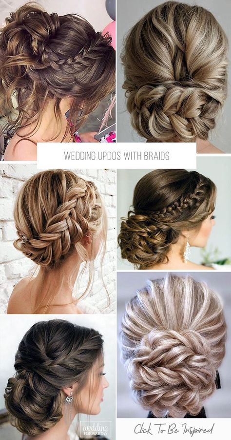 30 Graceful Wedding Updos With Braids ❤ Updo hairstyles for brides look so pretty and graceful. Check out wedding updos with braids in our gallery and be inspired! #weddinghairstyles #bridalhairstyles #bridal #weddingupdoswithbraids Braids Updo Hairstyles, Popular Wedding Hairstyles, Long Hair Wedding Updos, Updos With Braids, Hairstyles For Brides, Braids Updo, Bridesmaid Updo, Bride Updo, Bridal Braids