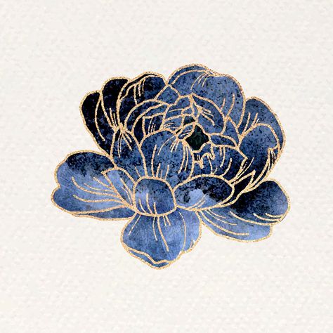 Hogwarts Notebook, Blue Peony Flower, Blue Flower Png, Sticker Overlay, Gold Element, Blue Peony, Ravenclaw Aesthetic, Floral Cards Design, Chinese Pattern