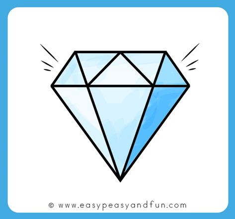 How to Draw a Diamond - Step by Step Diamond Drawing Tutorial (with printable) - Easy Peasy and Fun Easy Diamond Drawing, How To Draw A Diamond, Gem Drawing Tutorials, Wedding Jewelry Photography, Gem Drawing, Skateboard Deck Art, Wedding Rings Princess Cut, Diamond Drawing, 3d Art Drawing