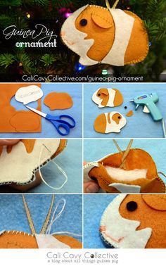 Guinea Pig Diy, Felt Ornaments Diy, Pig Crafts, Baby Mobil, Cute Guinea Pigs, Felt Ornament, Popsicle Stick Crafts, Ornament Tutorial, Felt Christmas Ornaments