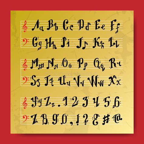 Musical decorative education music notes alphabet font hand mark calligraphy poster vector illustration stock illustration Music Notes Letters, Notes Alphabet, Education Vector, Education Quotes Inspirational, Music Tattoo Designs, Zine Design, Drawing Letters, Math Geometry, Music Images