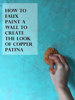 Learn the tips and tricks of creating a patina effect Copper Patina Wall, Patina Diy, Patina Wall, Blue Painted Furniture, Patina Paint, Coffee Room, Leftover Paint, Stone Planters, Faux Painting