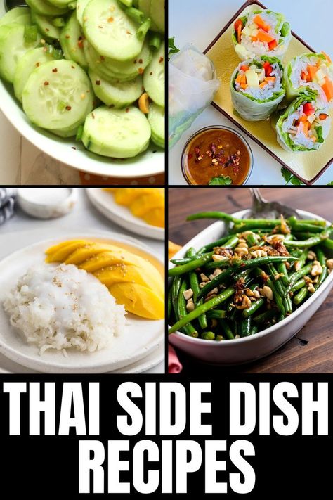 thai side dishes Thai Curry Side Dishes, Thailand Food Recipes, Thai Side Dishes, Thailand Recipes, Asian Sides, Thai Appetizer, Easy Thai Recipes, Healthy Thai Recipes, Thai Recipes Authentic