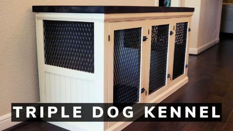 15 Free DIY Dog Kennel Plans for Indoor and Outdoor 3 Dog Kennel Ideas Indoor, 3 Dog Kennel Ideas, Multiple Dog Kennel Ideas Indoor, Triple Dog Kennel, Diy Kennel, Dog Kennel Furniture Diy, Building A Dog Kennel, Kennel Furniture, Indoor Dog Kennel