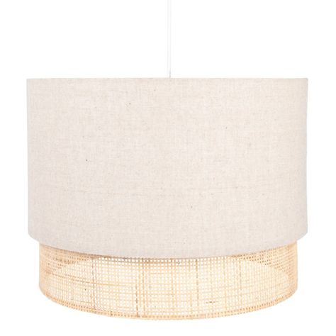 Hängelampe aus Rattan und grauer Baumwolle Karven | Maisons du Monde Loft Furniture, Drum Pendant Lighting, Mediterranean Home, Drum Pendant, Padang, Bedroom Lighting, Interior Furniture, Grey Cotton, Guest Bedroom