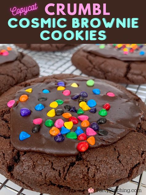 Crumbl copycat cosmic brownie cookies, best easy copycat Crumbl cookie recipes, easy Crumbl cosmic brownie cookies, little debbie cosmic brownie cookies, best fudgy copycat chocolate rainbow chip cosmic brownie cookies Cookie Copycat Recipes, Cosmic Brownie Cookies, Copycat Crumbl Cookie, Crumbl Cookie Copycat, Crumbl Cookie Recipes, Crumbl Copycat, Cookie Recipes Easy, Cookies Best, Cosmic Brownies