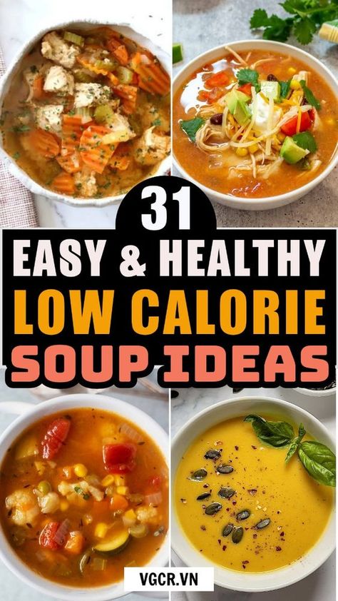 Sometimes, all you need is a comforting bowl of soup. These low-calorie soup recipes are not only delicious and nutritious but also easy to prepare. By starting your meals with a low-calorie soup, you might end up consuming 20% fewer calories while still feeling satisfied. This simple dietary adjustment could lead to significant weight loss—think […] Creamy Low Calorie Soups, Low Calorie Soup Vegetarian, Lean Soup Recipes, Low Cal Vegetable Soup, Healthy Spicy Soup Recipes, Low Calorie Recipes Soup, Healthy Filling Soup Recipes, Low Calorie Tortilla Soup, Healthy Low Calorie Soup Recipes