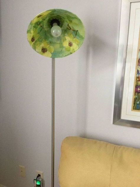 Floor Lamp Lampshade, Plastic Lampshade Makeover, Lampshade Redo, Ikea Floor Lamp, Pottery Barn Lamps, Vintage Lampshades, Easy Fall Wreaths, Lampshade Makeover, Dorm Diy