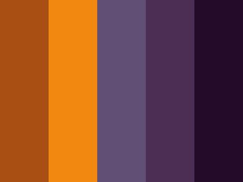 Purple Yellow Brown Color Palette, Purple And Orange Character Design, Orange Purple Brown Color Palette, Purple And Orange Colour Palette, Purple And Brown Color Palette, Orange Purple Color Palette, Dark Purple Color Palette, Sunset Color Palette, Flat Color Palette