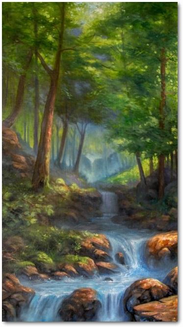 Office Waterfall, Forest Drawing, Forest Waterfall, Waterfall Paintings, Waterfall Landscape, Bird Paintings, River Painting, Patterns Wallpaper, Trees Nature